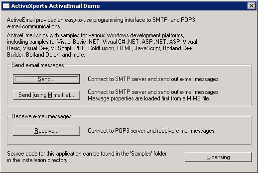 ActiveXperts SMTP POP3 Component Screenshot