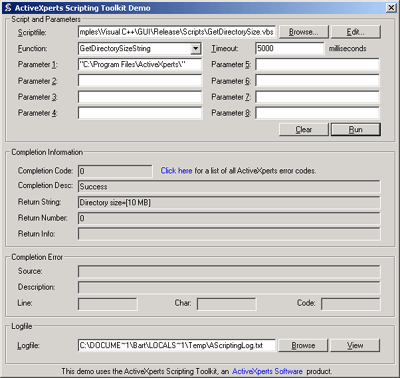 ActiveXperts Scripting Component Screenshot