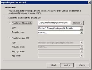 4.g. Select private key