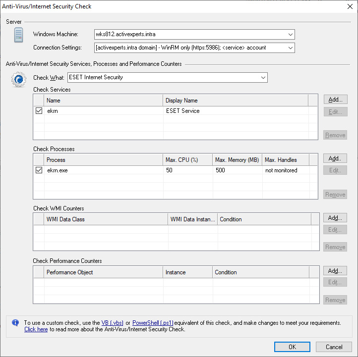 ActiveXperts Network Monitor Internet Security check